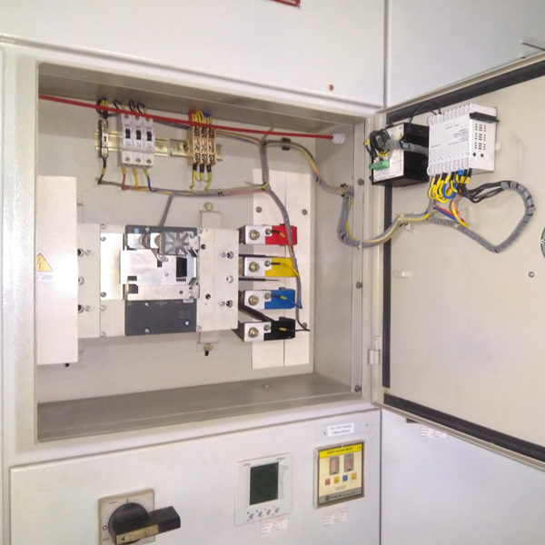 FireDTK fire detection tubing and monitoring module installed inside an electrical control panel