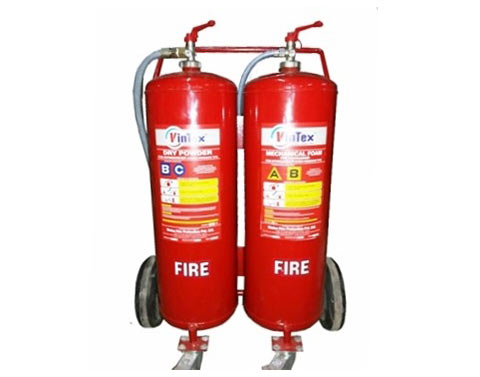Twin Cylinder Trolley Mounted Dry Powder and Mechanical Foam Type Fire Extinguisher